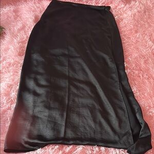 Chic Black Satin Skirt